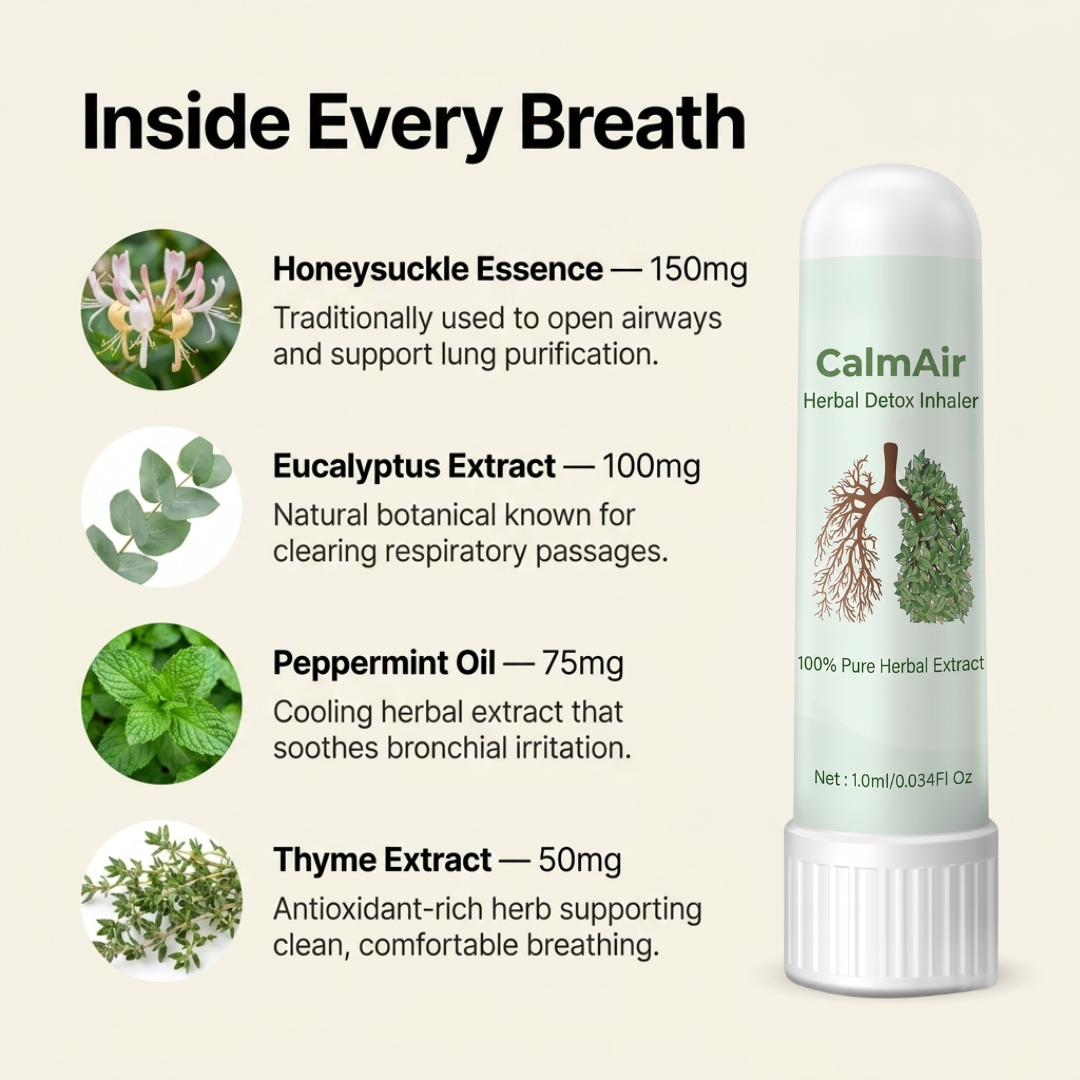 CalmAir™ Lung Detox Inhaler | 97% fewer harmful substances, breathe freely in just 15 minutes!