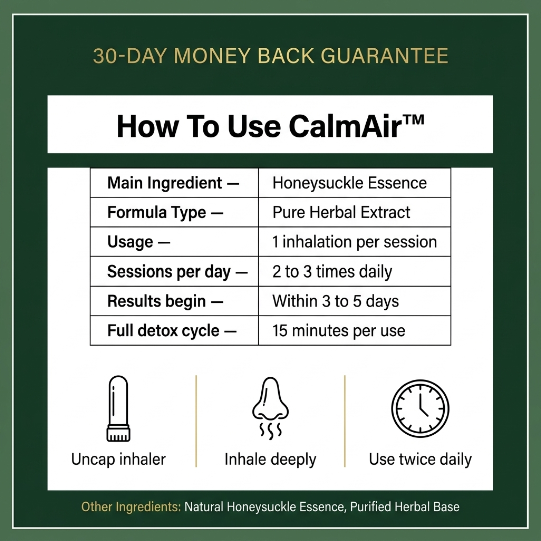 CalmAir™ Lung Detox Inhaler | 97% fewer harmful substances, breathe freely in just 15 minutes!